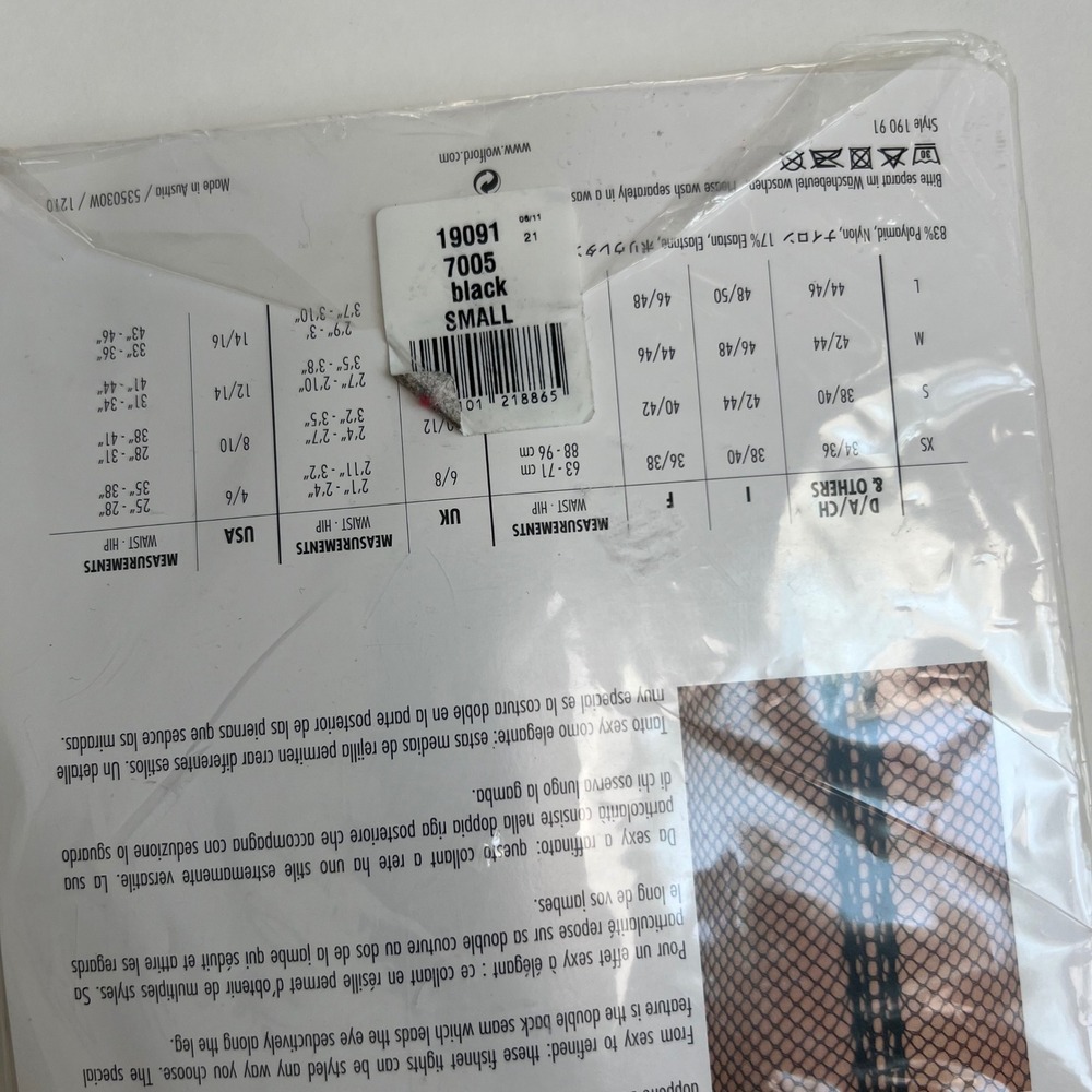 Wolford Estelle Fishnet Tights Black Double Back Seam Small NIB Made in Austria - Picture 5 of 6